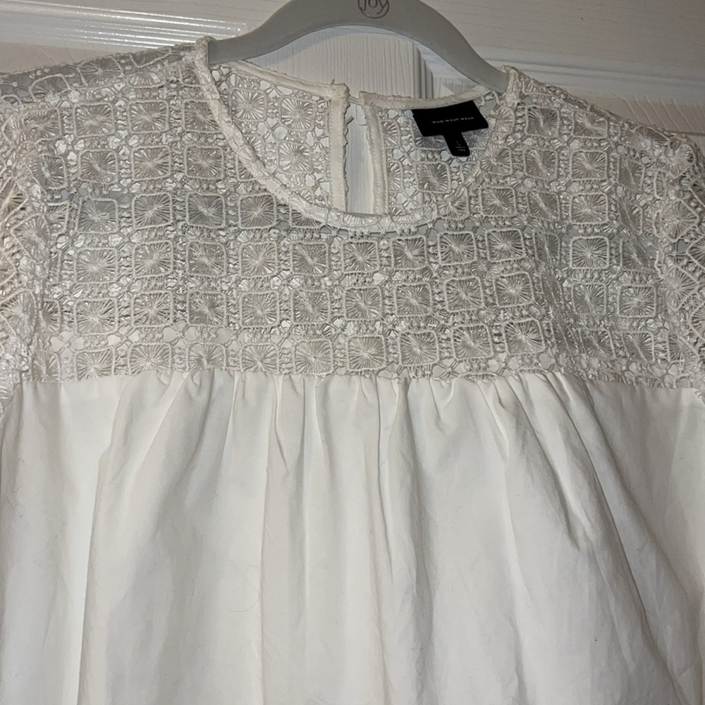Who What Wear White Cotton Lace Mini Dress EUC size L - Picture 3 of 6